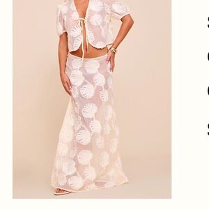 PrettyLittleThing Cream Sheer Maxi Skirt